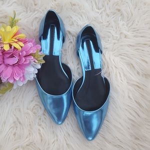 ZARA metallic blue shoes
